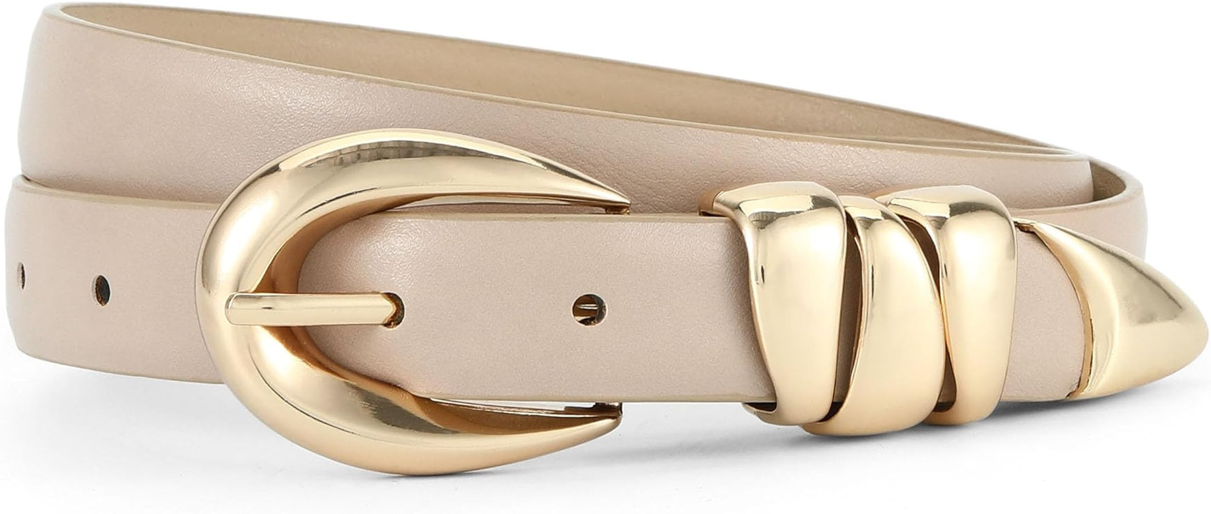 HOTWILL Women Skinny Belt for Jeans Dress Pants Ladies Fashion Faux Leather Waist Belt with Gold ... | Amazon (US)