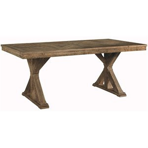 Ashley Furniture Grindleburg 76" Trestle Dining Table in Light Brown | Homesquare