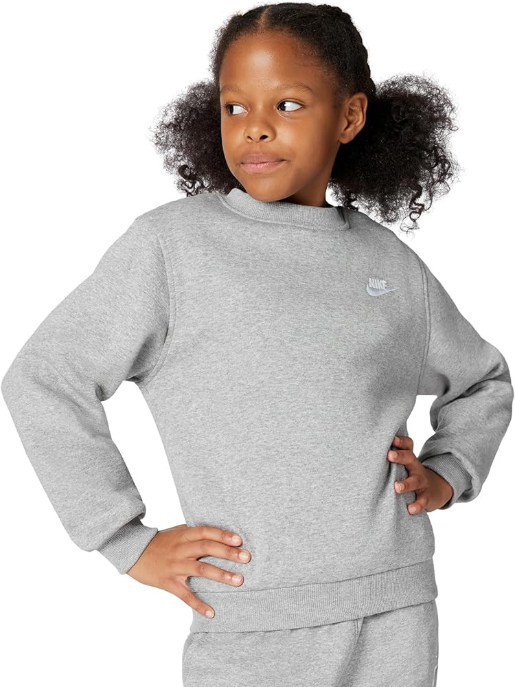 Amazon.com: Nike Kid's Sportswear Club Fleece Sweatshirt, Dark Grey Heather/White, Medium : Cloth... | Amazon (US)