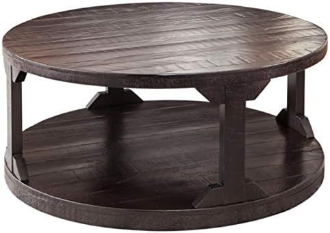 Signature Design by Ashley Rogness Round Cocktail Table Rustic Brown | Amazon (US)