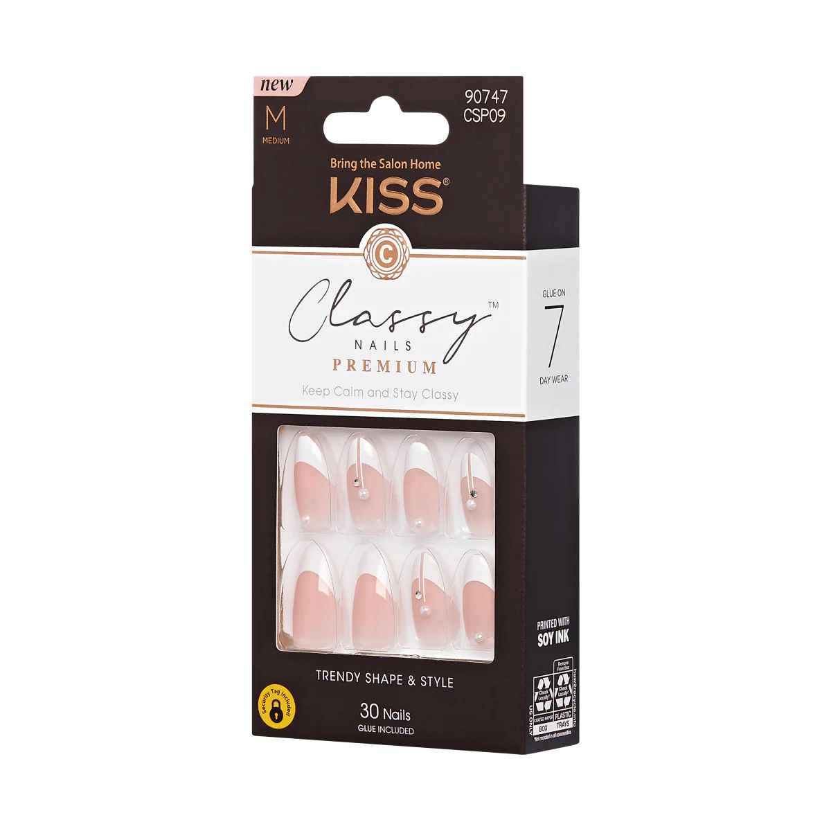 KISS Premium Classy Press-On Nails, White Tipped French, Medium, Almond Shape, 33 Ct. | KISS, imPRESS, JOAH