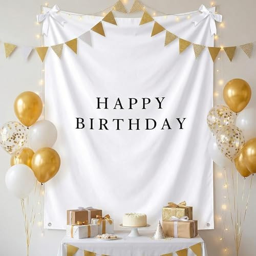 Oudain 60x78 Inch Happy Birthday Burlap Banner, Fabric Party Decorations Backdrop, Boho Rustic Ph... | Amazon (US)
