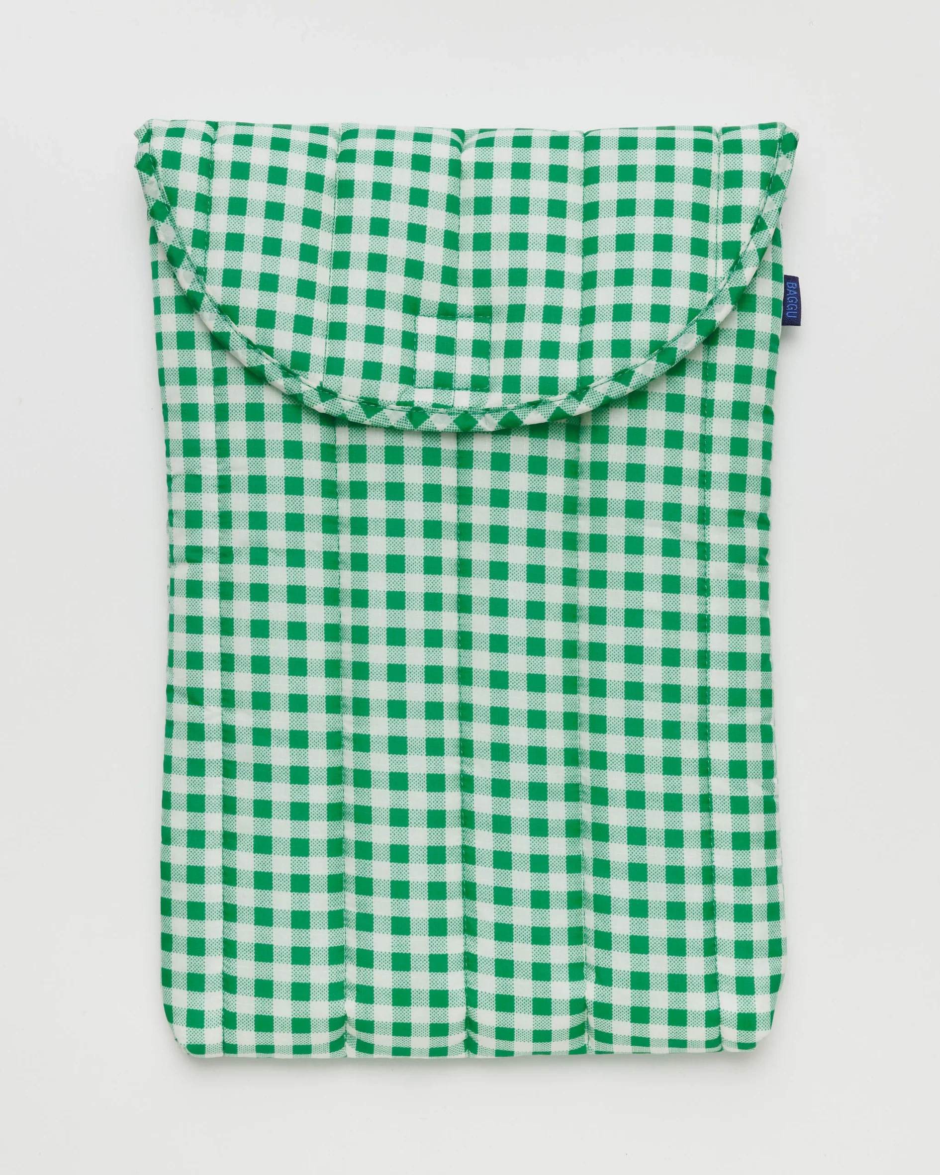 Puffy Laptop Sleeve 16" : Green Gingham - Baggu | BAGGU