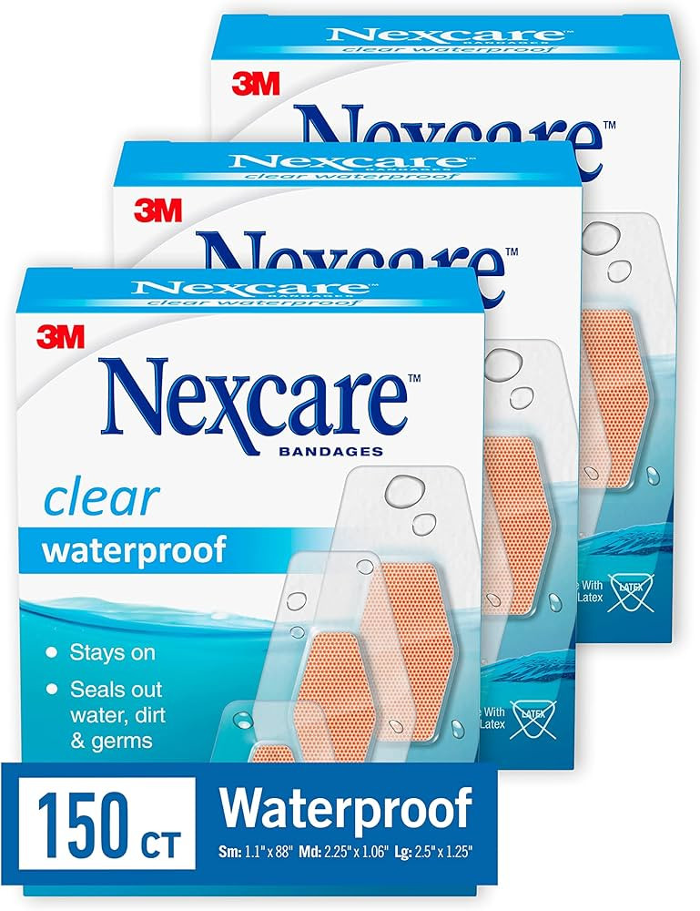 Nexcare Waterproof Bandages, Stays on in the Pool, Holds for 12 Hours, Clear Bandages for Fingers... | Amazon (US)