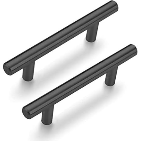 Probrico (5 Pack)Flat Black Kitchen Cabinet Pulls, 3-3/4 Inch Hole Centers Cabinet Hardware EuroT Ba | Amazon (US)