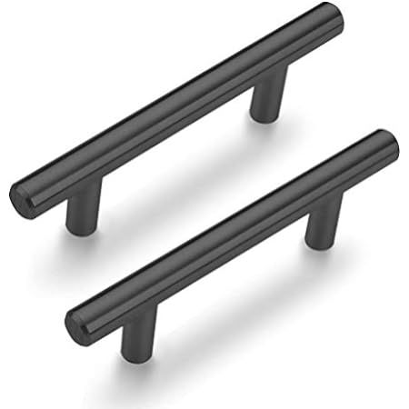 Probrico (5 Pack)Flat Black Kitchen Cabinet Pulls, 3-3/4 Inch Hole Centers Cabinet Hardware EuroT Ba | Amazon (US)