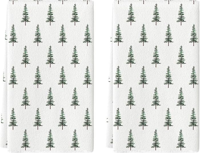 Artoid Mode Green Xmas Tree Christmas Kitchen Towels Dish Towels, 18x26 Inch Farmhouse Holiday Wi... | Amazon (US)