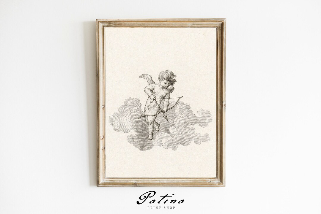 Vintage Cupid Print | Angel Art | Antique Cherub Design Drawing | Angel Decor | Nursery Art | Pri... | Etsy (US)