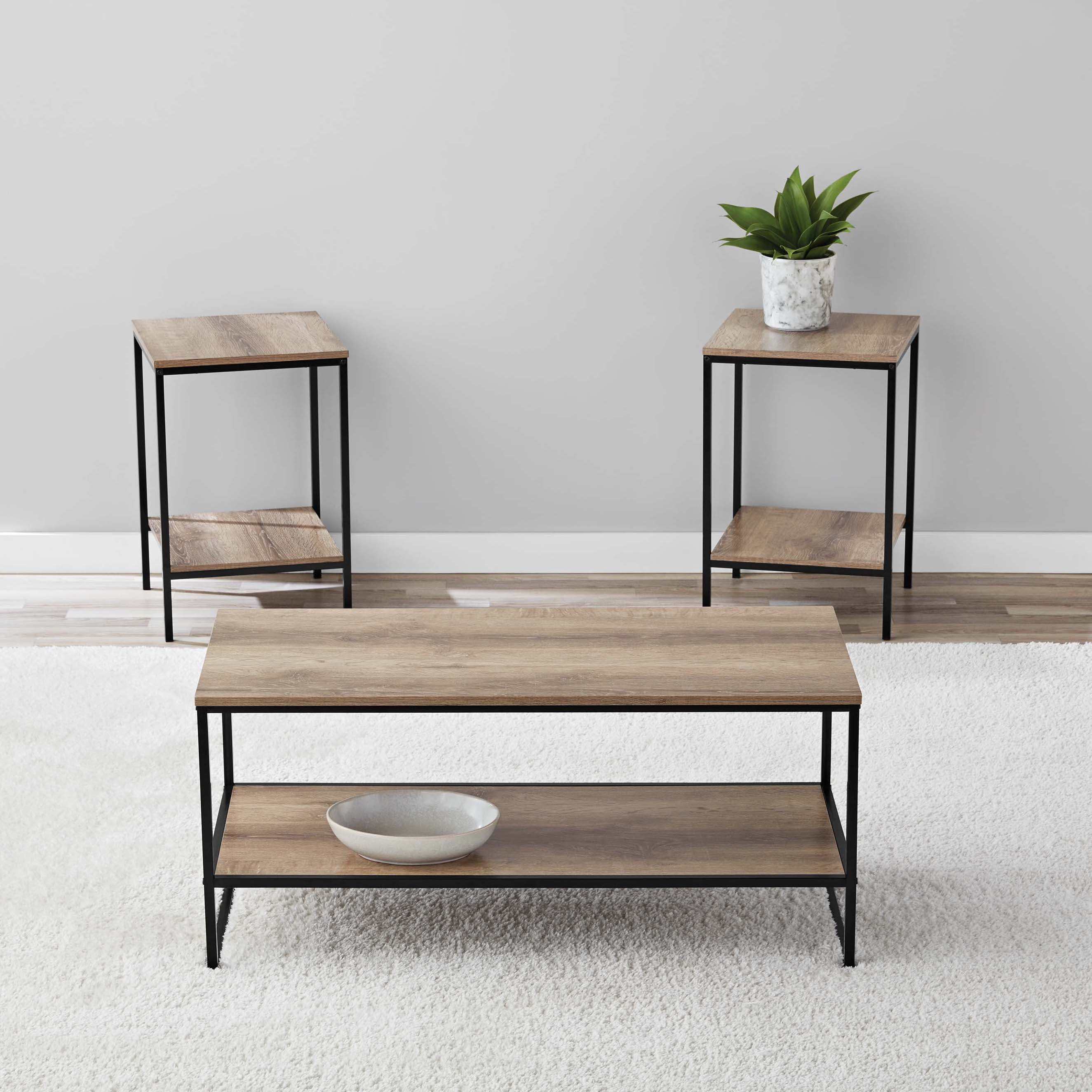 Mainstays Contemporary 3 Piece Rectangular Particle Board Coffee Table, Rustic Brown | Walmart (US)