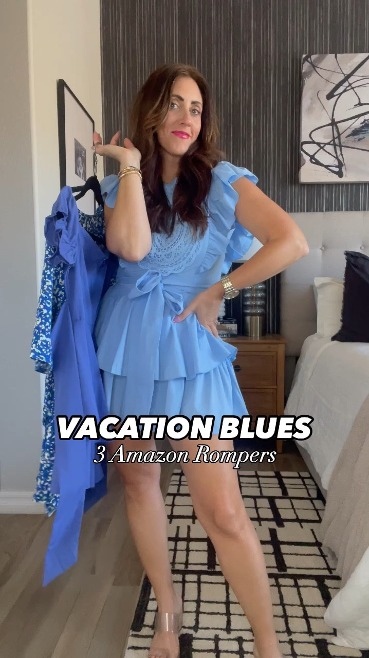 Three blue rompers from Amazon, wearing size small in each! 💙🩵

#LTKFindsUnder50 #LTKStyleTip #LTKSaleAlert