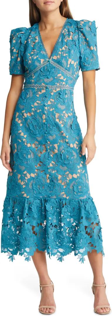 Wanda Floral Lace Puff Sleeve Dress | Nordstrom