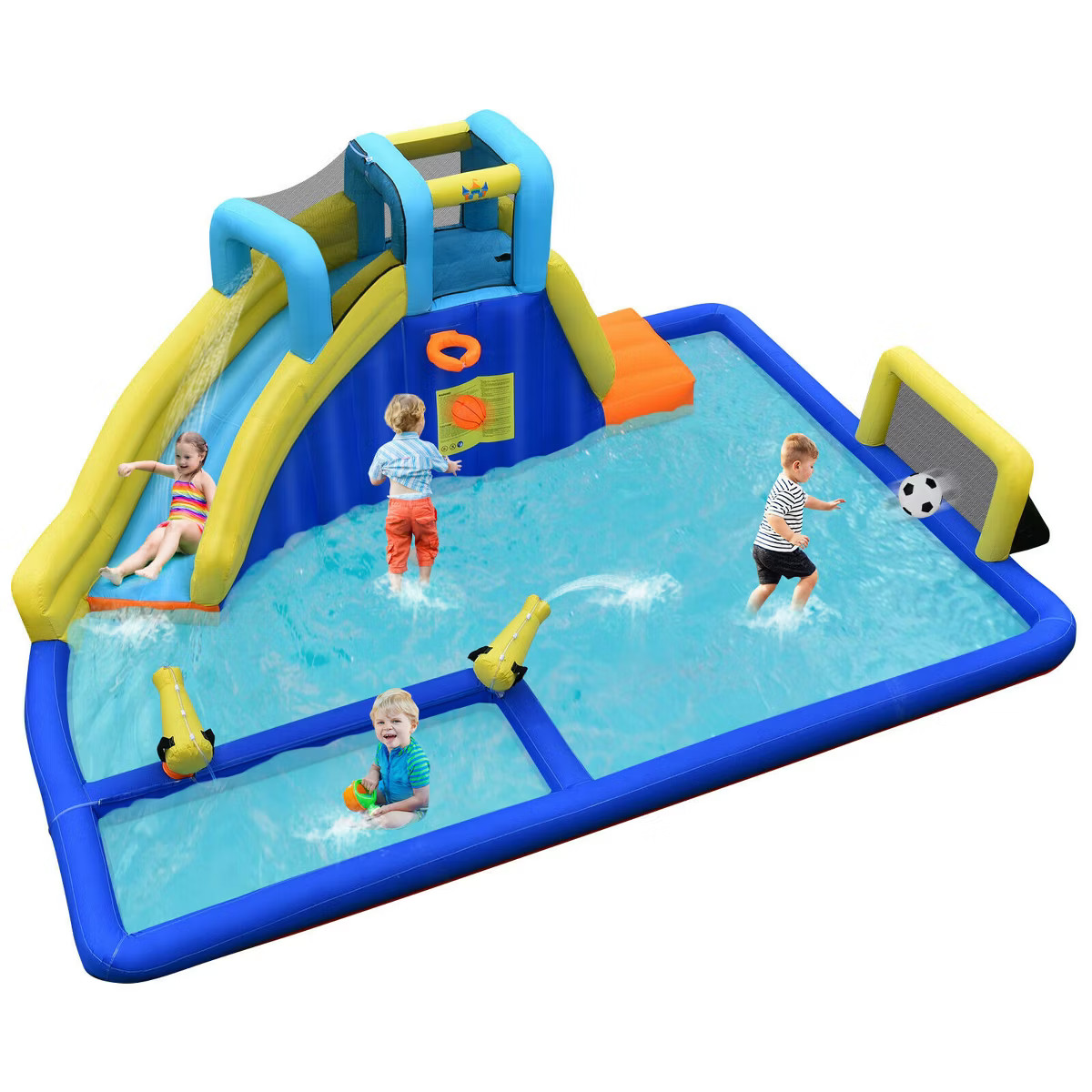 Costway Inflatable Water Slide Bounce House Climbing Wall without Blower | Target