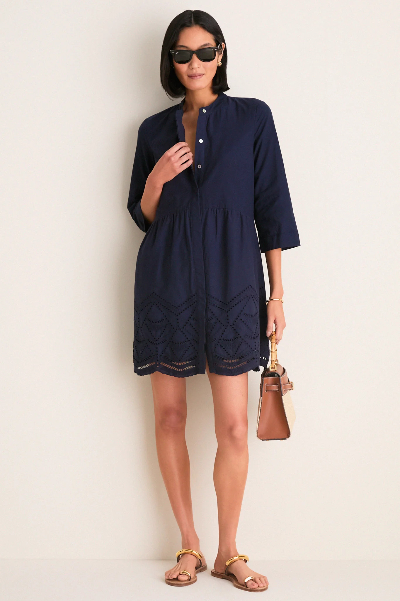Navy Eyelet Royal Shirt Dress | Tuckernuck (US)