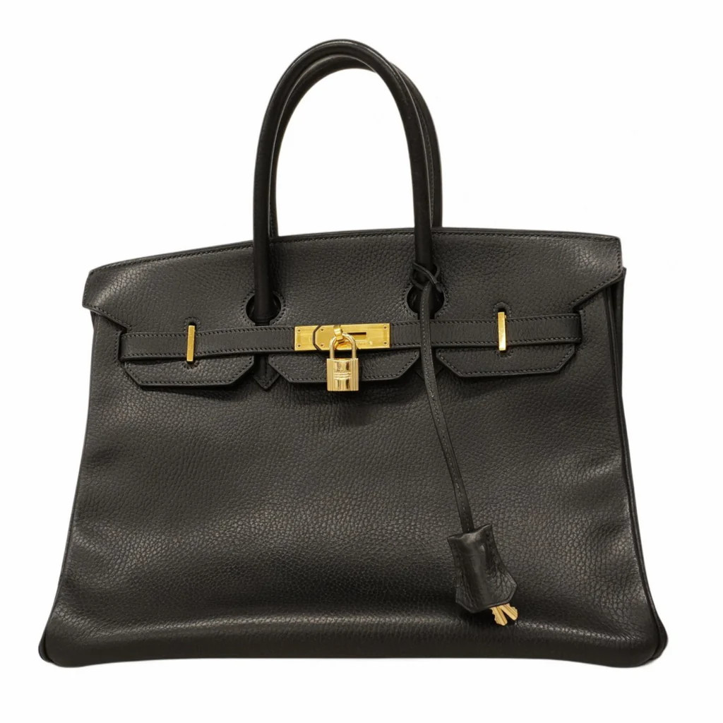 Birkin Handbag Black Ardennes with Gold Hardware 35 | Rebag