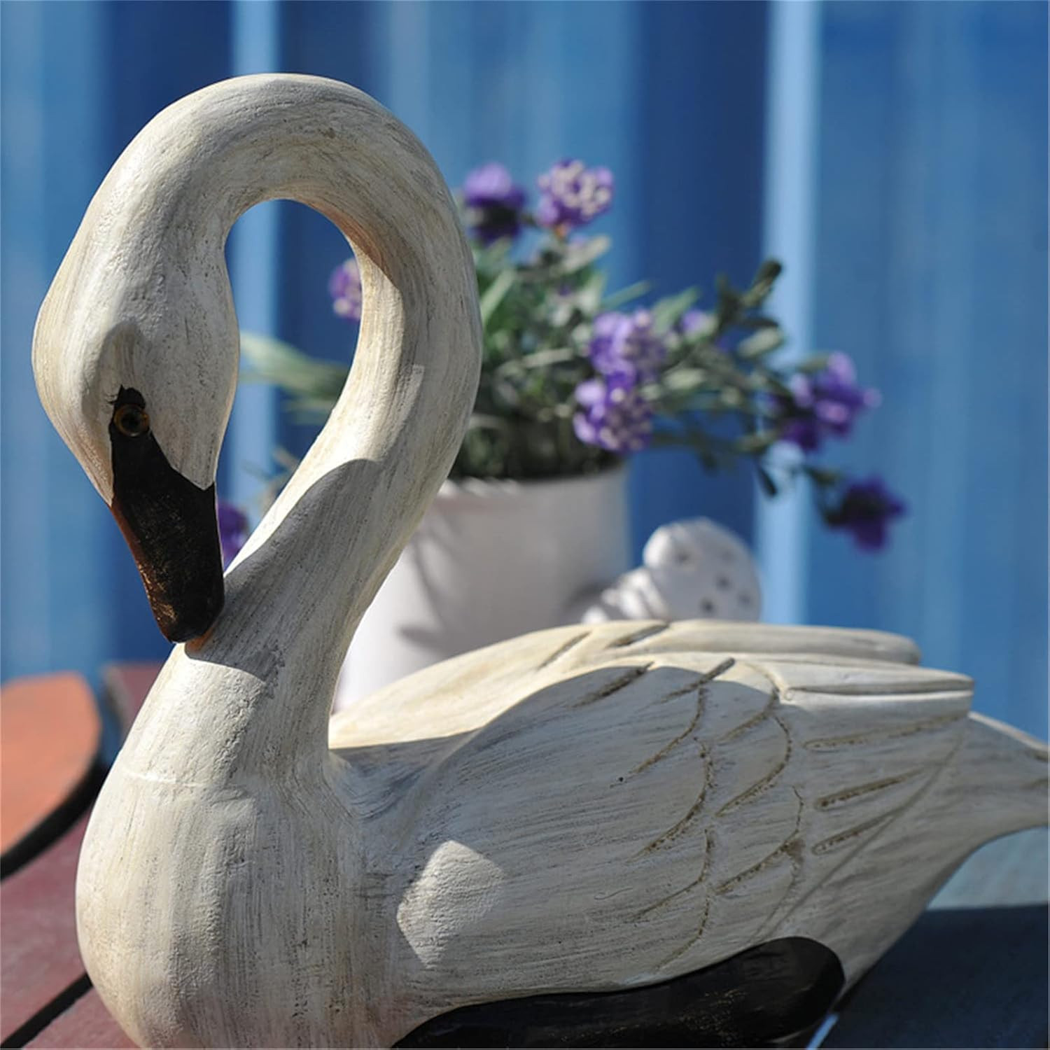 2 PCs Wooden Swan Elegant White Swan Statue, Hand Carved Goose Figurine for Home Landscape Orname... | Amazon (US)