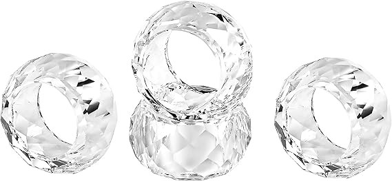 Crystal Napkin Rings Holders - 2 Inch Set of 4, Party Wedding Set Christmas Decorations for Table... | Amazon (US)