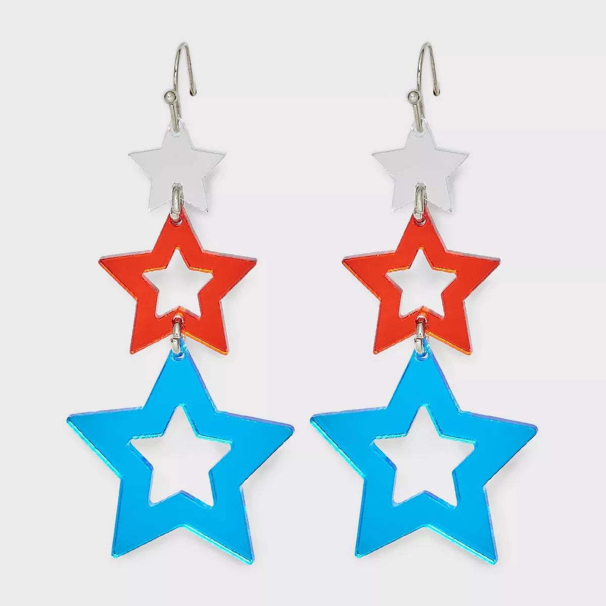 Americana Graduated Star Drop Earrings - Red/Silver/Blue | Target