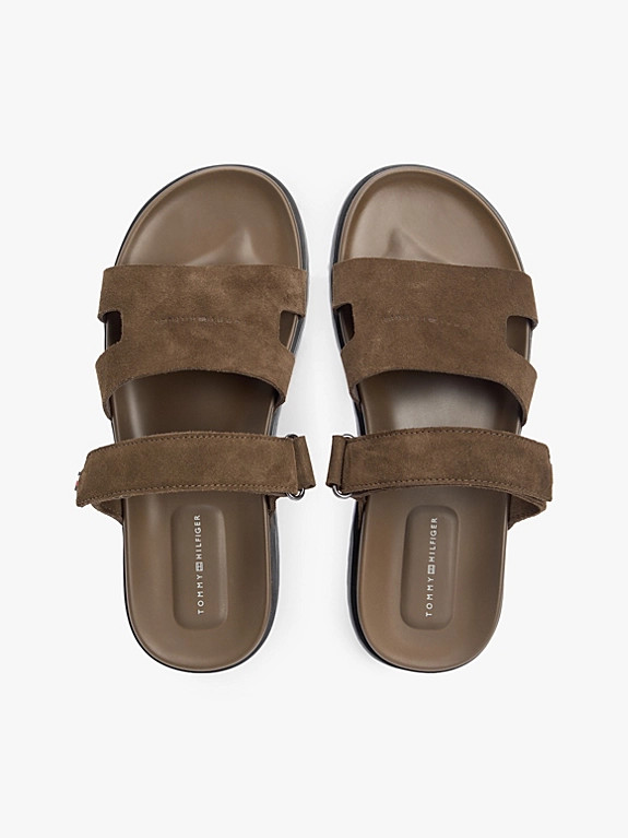 Premium Suede Cutout Sandals | Brown | Tommy Hilfiger | Tommy Hilfiger UK