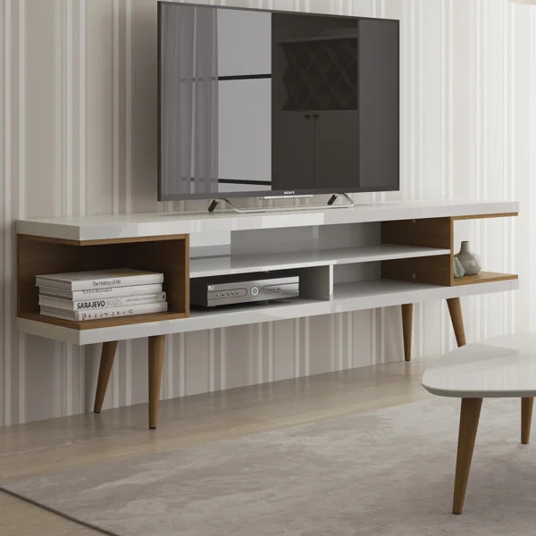 White Gloss/Maple Cream Lemington TV Stand for TVs up to 78" | Wayfair North America