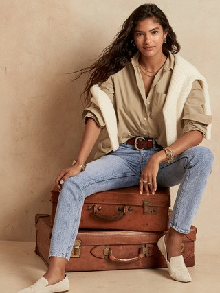 High-Rise Straight Organic Cotton Ankle Jean | Banana Republic (US)