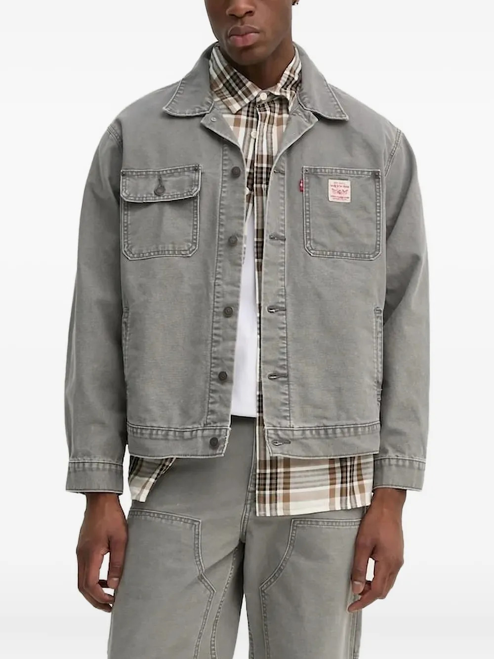 Levi's patch-pocket denim jacket - Grey | Farfetch Global