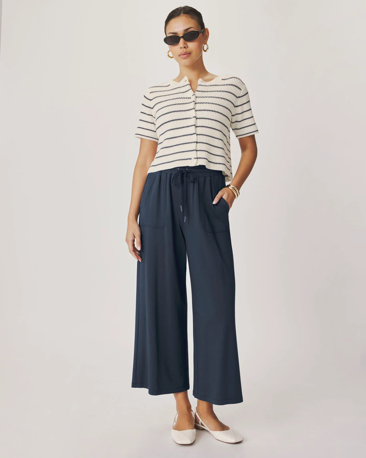 Delilah Striped Short Sleeve Cardigan | Splendid