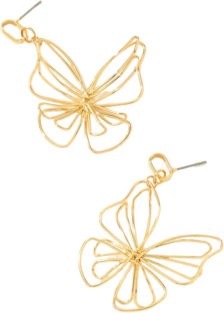 Dainty Metal Weaving Butterfly Earrings for Women – Hypoallergenic Hook Earrings with Butterfli... | Amazon (US)