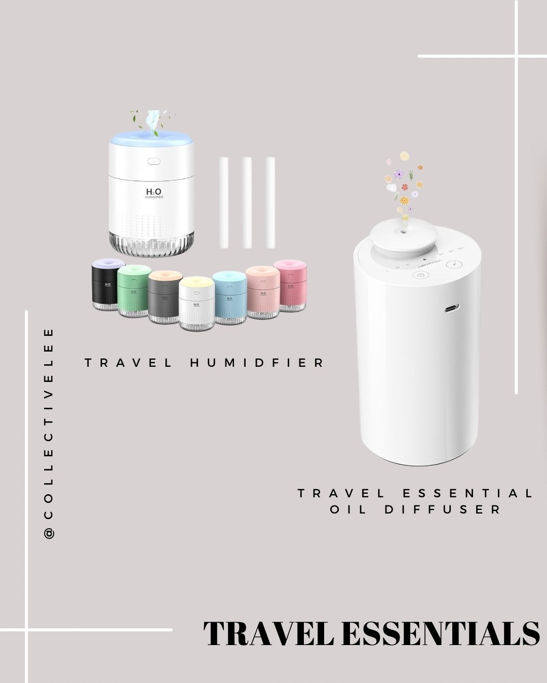 Travel essential oil, diffuser, and travel humidifier. The essential oil diffuser fits perfectly in a car cup holder  ￼

#LTKTravel #LTKselfcare