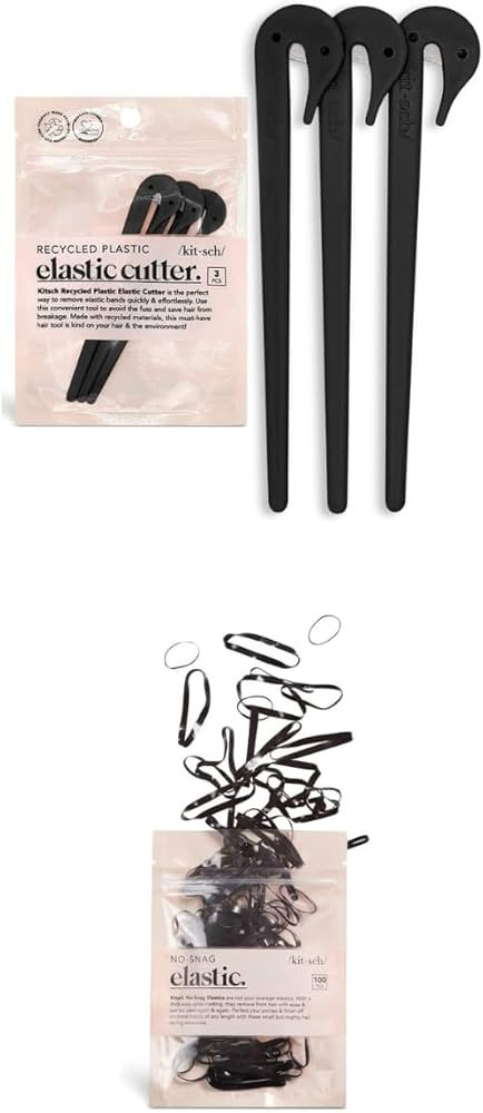 Kitsch 3pcs (Black) Elastic Hair Tie Cutter Tool & No Snag Small Elastic Hair Ties with Discount | Amazon (US)