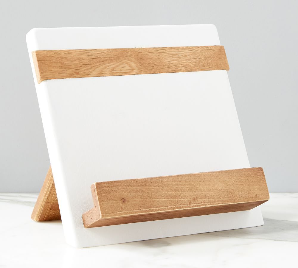 Handmade Reclaimed Wood Cookbook Holder - White | Pottery Barn (US)