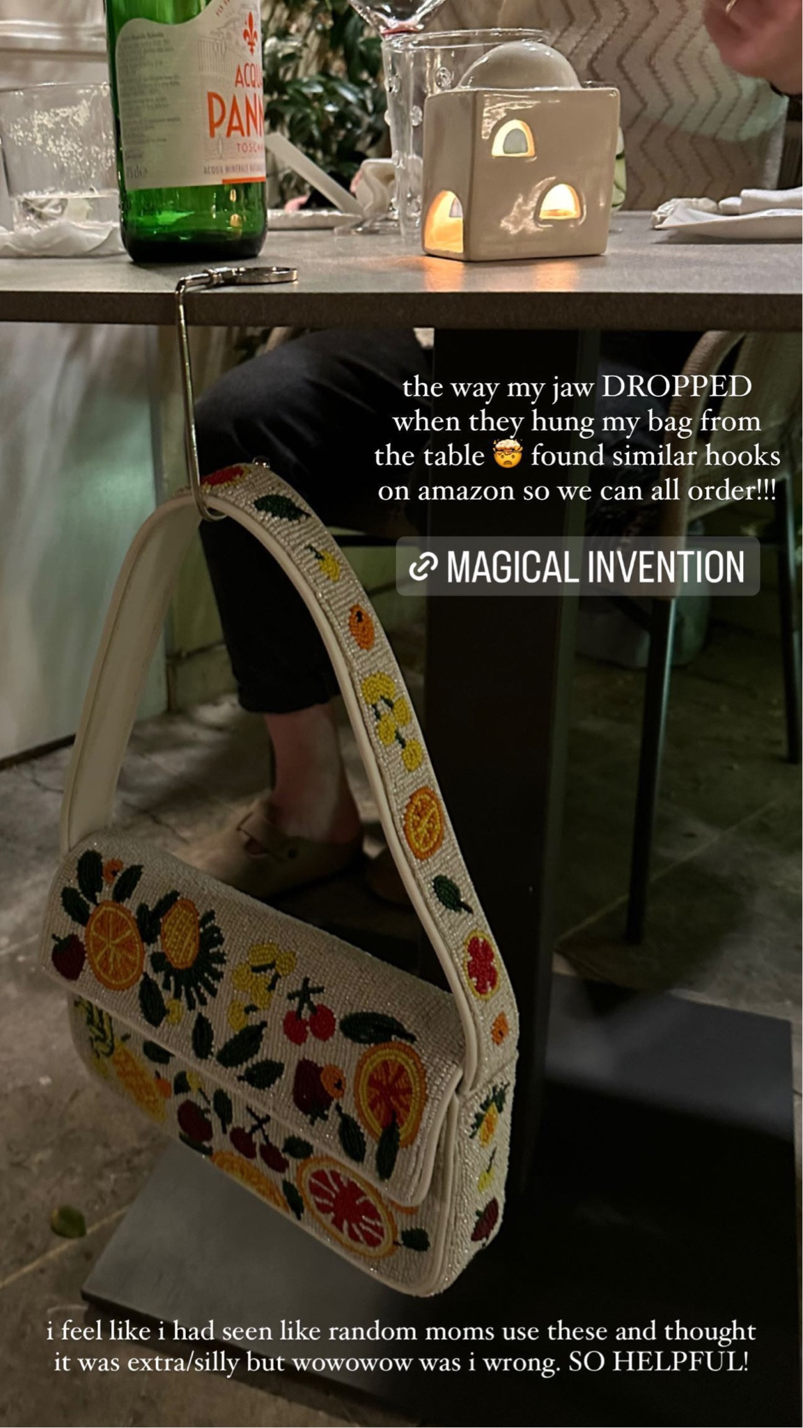 Purse hook for restaurant table, such a good idea! 

#LTKunder50 #LTKFind