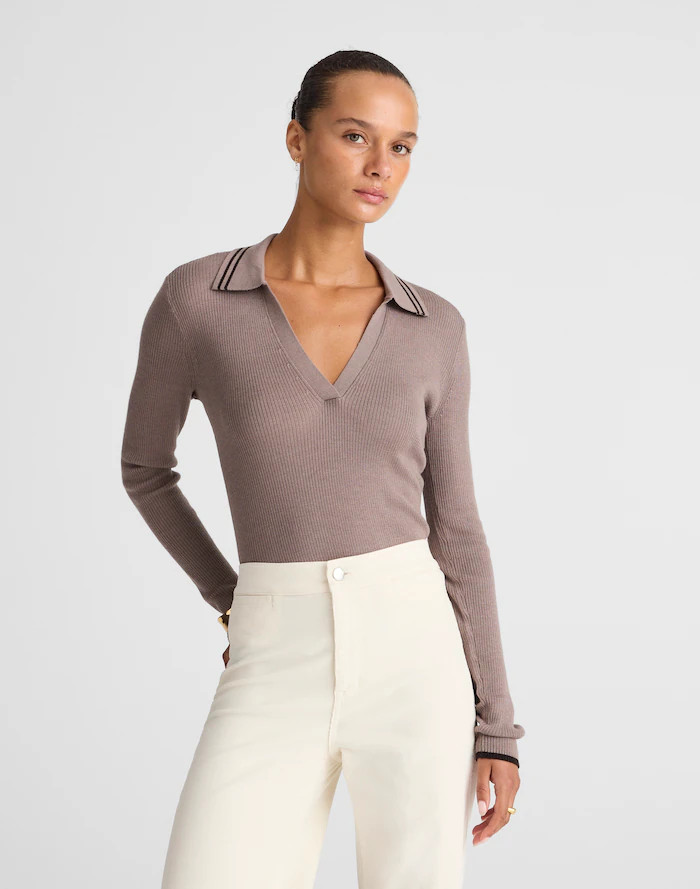 Johnny-Collar Sweater in Merino-Silk Blend | Madewell