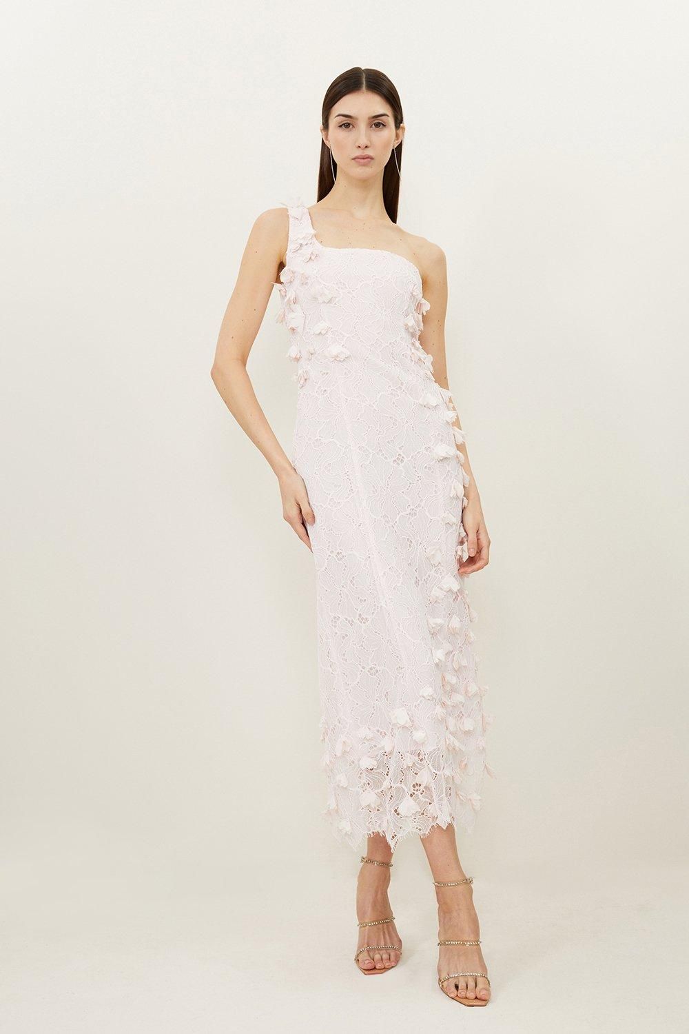 Lace Petal Applique Woven One Strap Maxi Dress | Karen Millen US