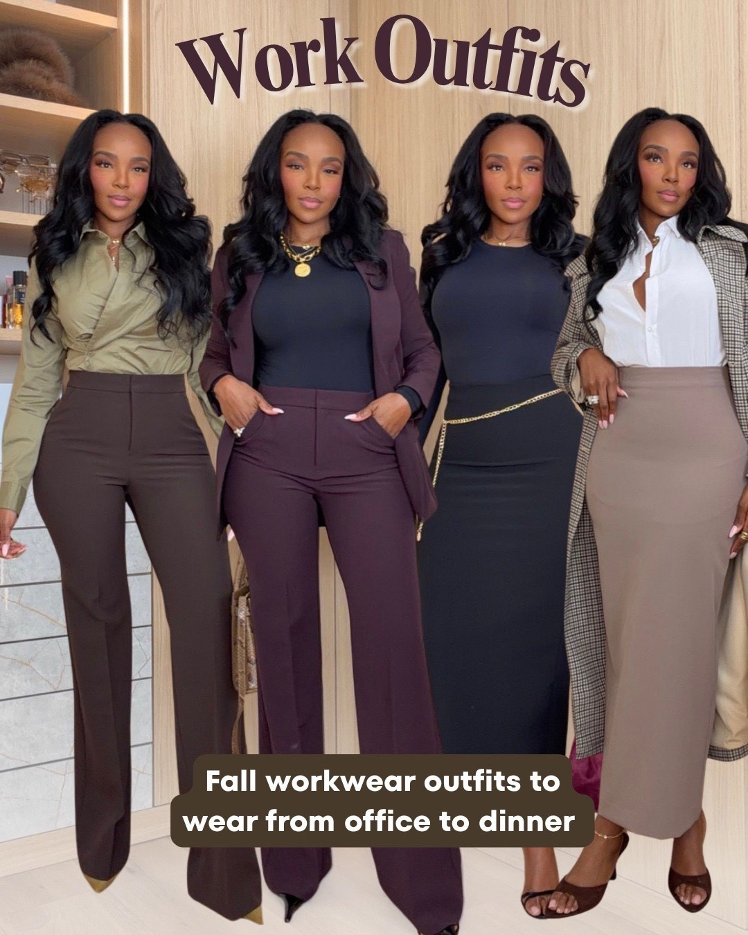 FALL WORKWEAR, HANDLED 🤎

Four polished outfit formulas that can take you from the office straight to dinner. Tailored trousers, sleek midi skirts and easy layers make getting dressed for work so much easier.

fall work outfits, business casual outfits, office outfit ideas, workwear inspiration, professional women’s outfits

Wearing: Size Small | 5’4” | 140 lbs | 34D-27-40

📲 Download the FREE LTK app & follow me (@kirasfashionfinds) to shop all my daily finds.

#LTKPetite #LTKootd #LTKWorkwear #LTKMidsize