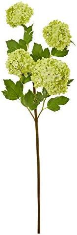 Nearly Natural 30in. Snowball Hydrangea Artificial (Set of 3) Silk Flowers, Light Green | Amazon (US)