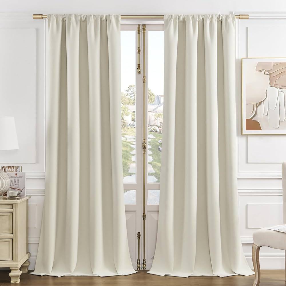 Joydeco Mousse White Velvet Curtains 96 Inches Long 2 Panels, Soft Luxury Thermal Insulated Room ... | Amazon (US)