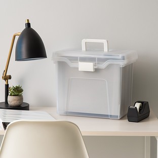Iris Clear Letter-Size Portable File Box with Lid Organizer | The Container Store