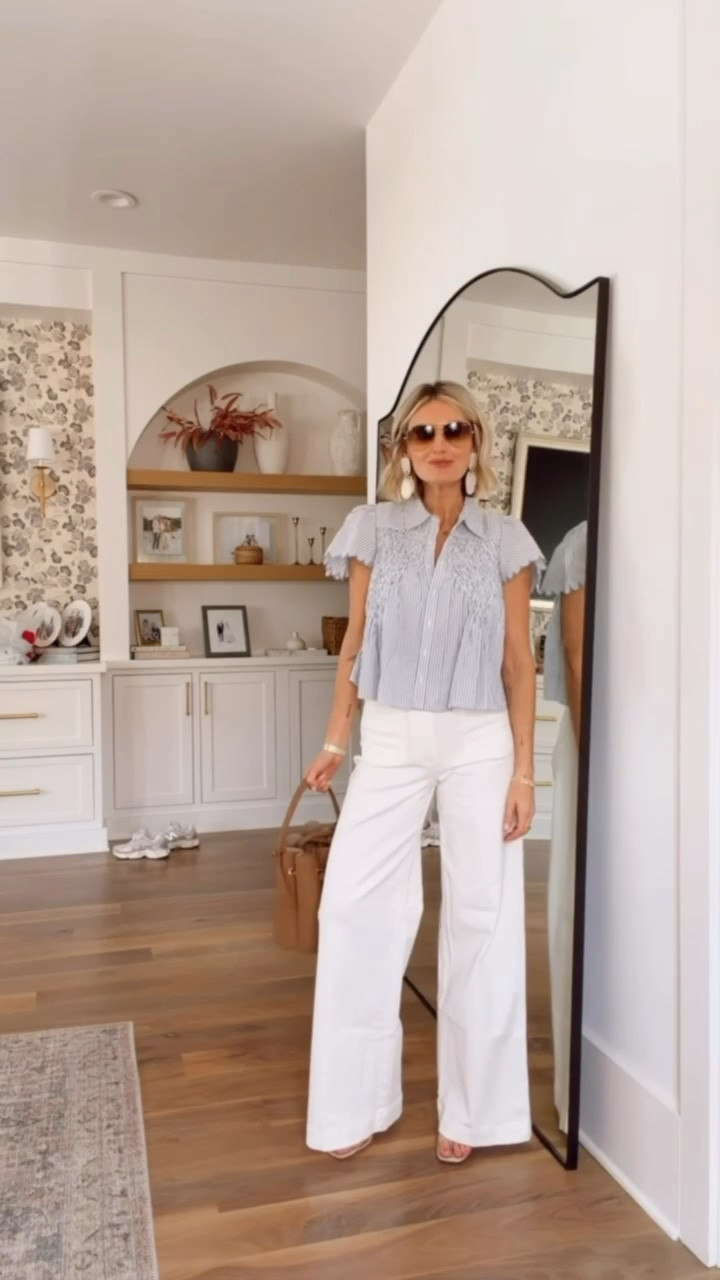 An elevated spring look! Love pairing a cute blouse with white jeans! I actually got this blouse in both blue & green! So cute! Wearing XS/2!

Loverly Grey, H&M, spring outfit, spring look, white jeans, spring blouse, Anthropologie 

#LTKSeasonal