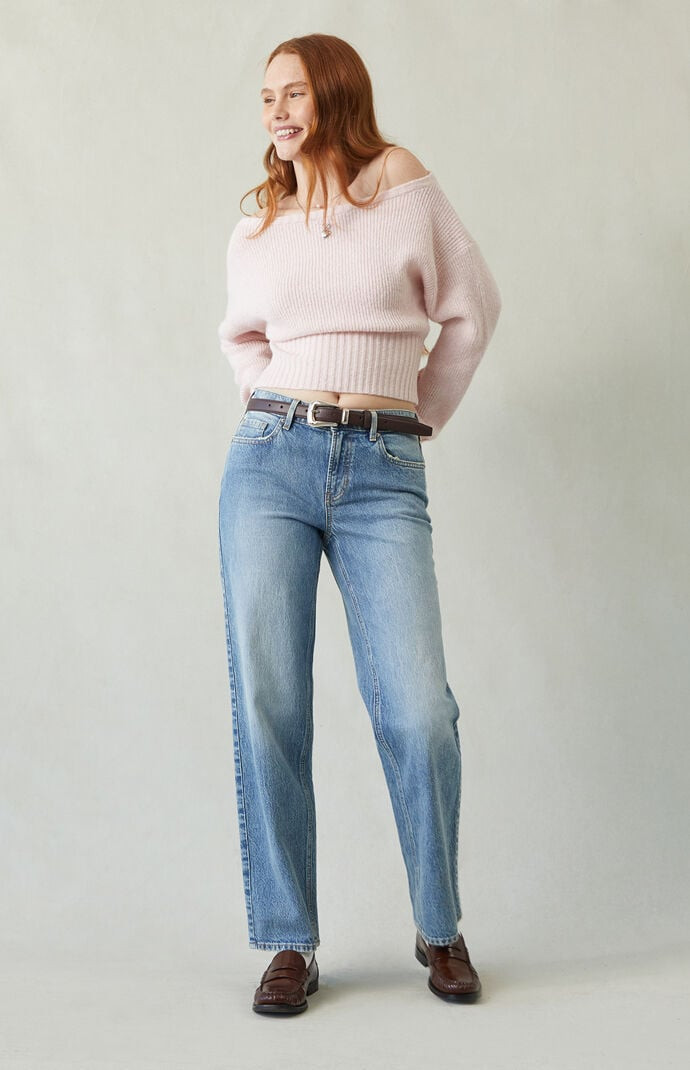 Women's Jordyn Low Rise Straight Leg Jeans Stretch Medium Indigo - Size 33 | PacSun