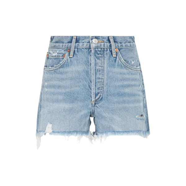 AGOLDE Distressed Buttoned Denim Shorts | Cettire Global