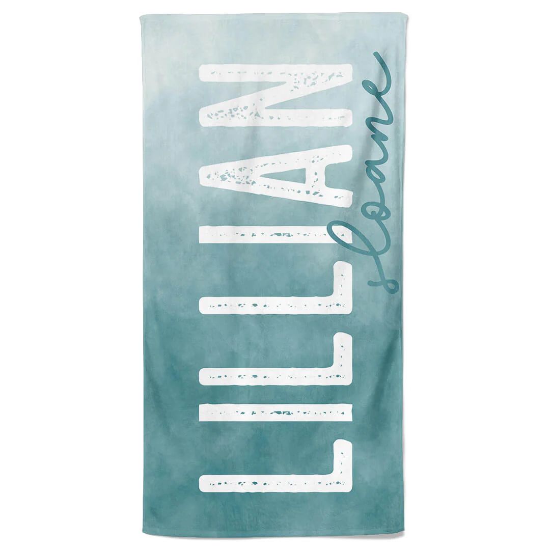 Teal Ombre Personalized Kids Beach Towel | Caden Lane