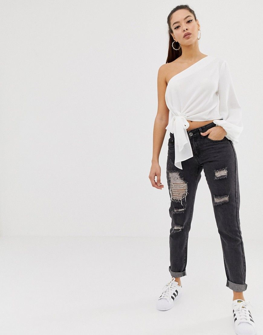 Liquor N Poker distressed skinny boyfriend jean-Black | ASOS (Global)