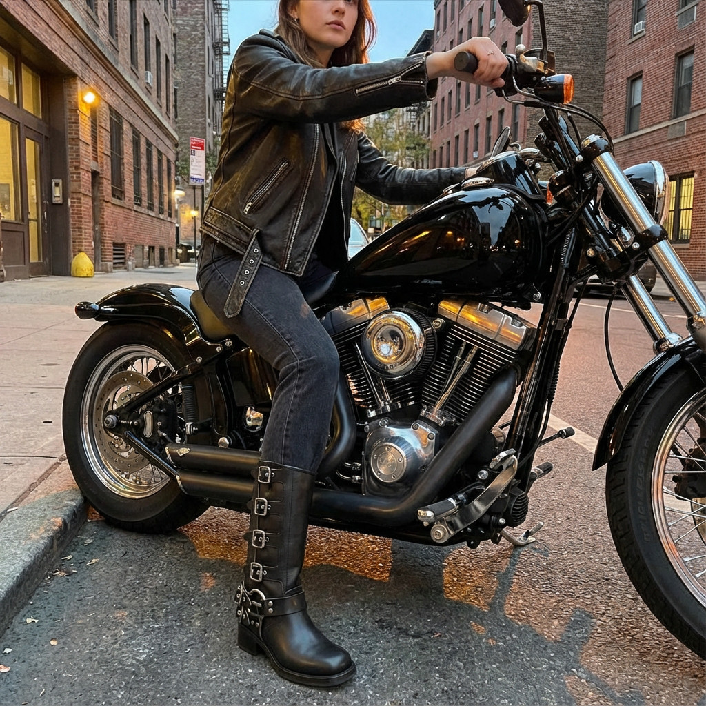 These Miu Miu biker boots are that girl 🖤🔥
If you love an edgy, effortless street-style moment, these boots are the statement piece you need. The chunky buckles, the structured leather, the attitude… they turn any outfit into a look.

I styled them with denim-on-denim and a vintage tee for that cool, downtown vibe — but they seriously go with everything: dresses, shorts, oversized knits, you name it.

Linking the exact Miu Miu pair + a few more designer biker-boot favorites for you 👇🖤
#LTKStyle #MiuMiuBoots #StreetStyleInspo #LTKFinds #DesignerShoes #BikerBoots #EdgyFashion 

 #LTKGiftGuide #LTKHoliday