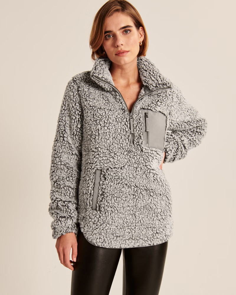 Sherpa Half-Zip Elevated Trim Sweatshirt | Abercrombie & Fitch (US)