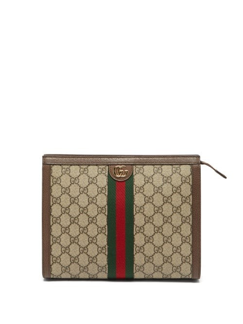 Gucci - Ophidia Web-stripe Gg-supreme Canvas Pouch - Womens - Beige Multi | Matches (US)