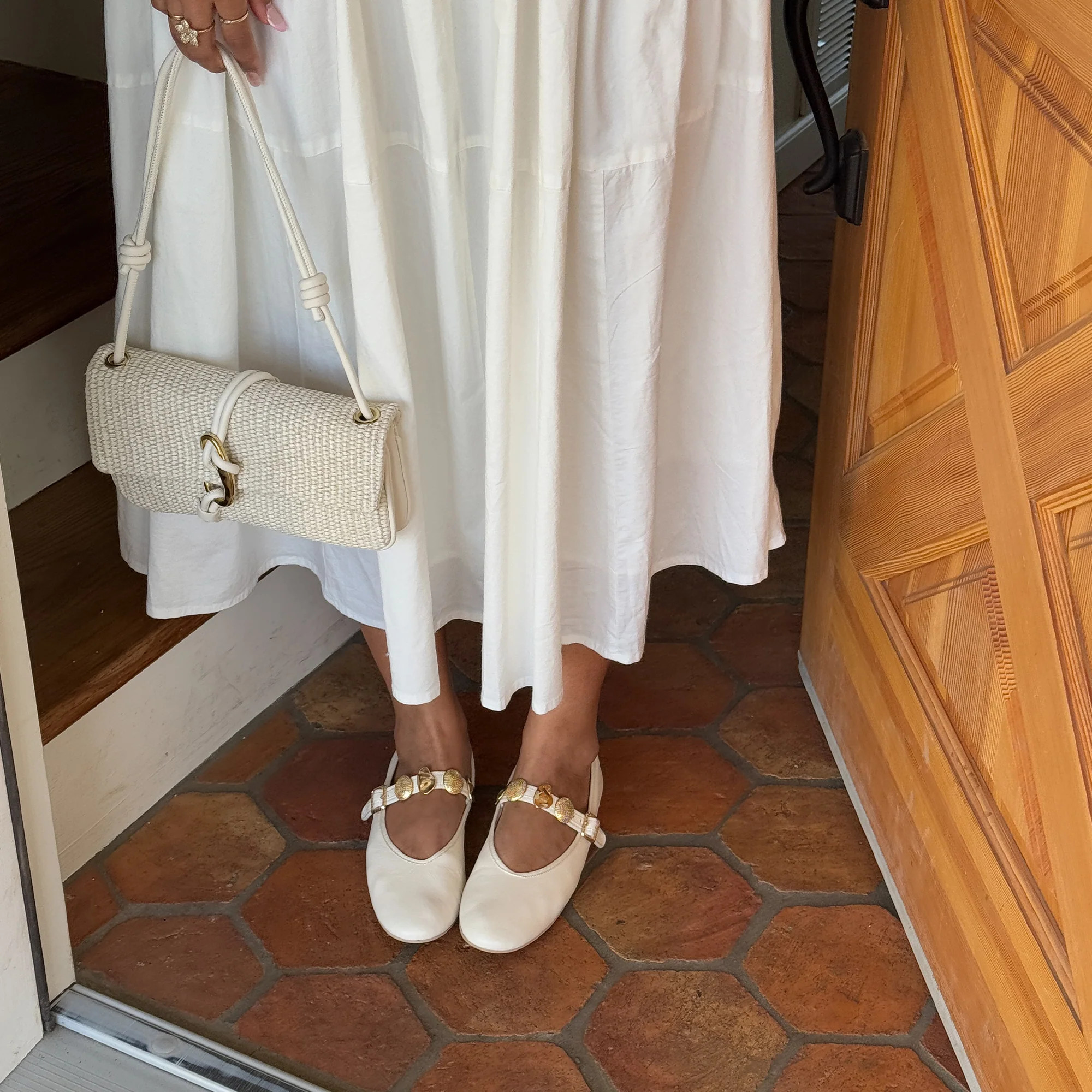 Relan Ballet Flats Off White Leather | DolceVita.com