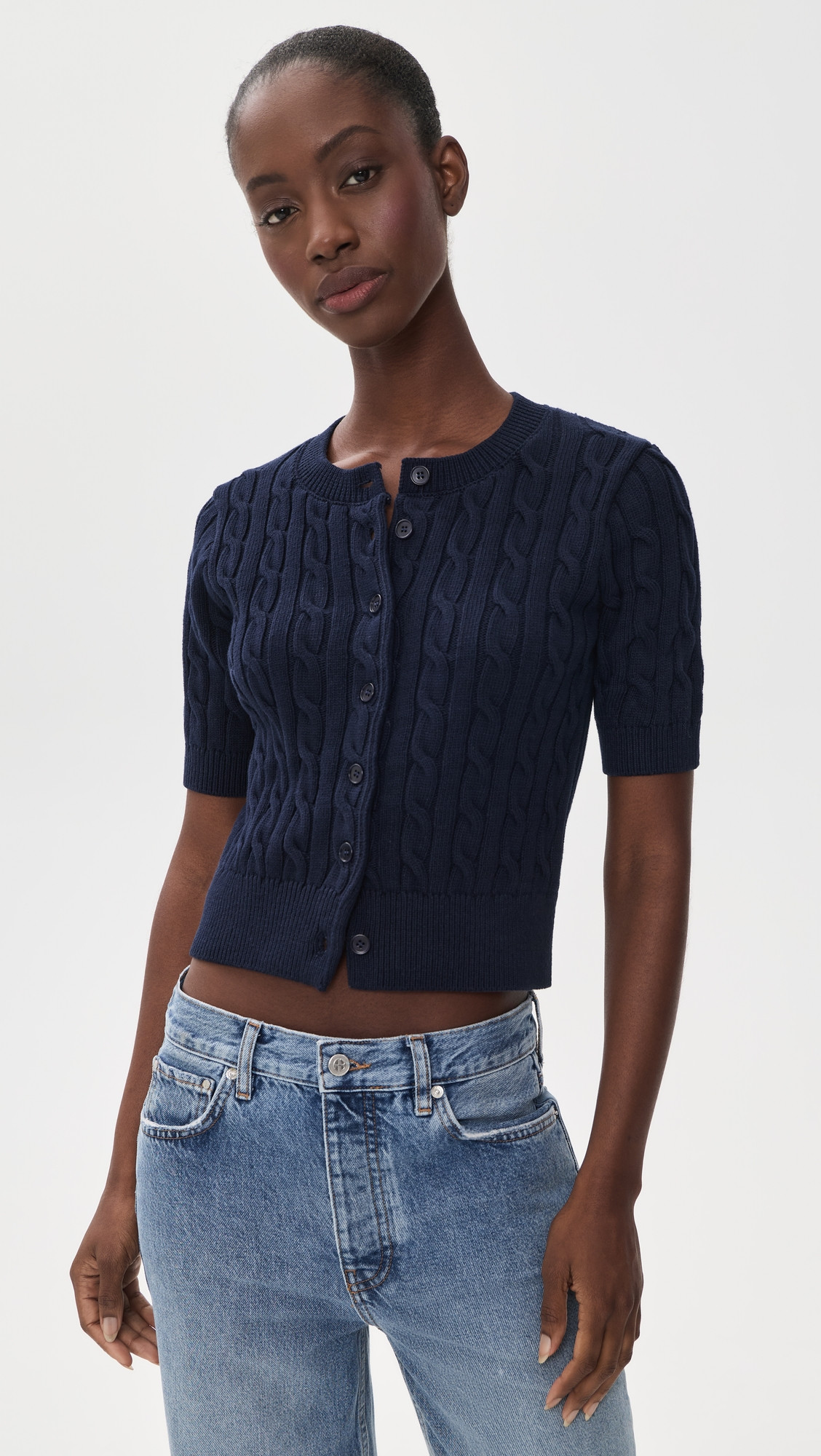 Favorite Daughter The Cafe Cable Cardigan Navy XL | Shopbop