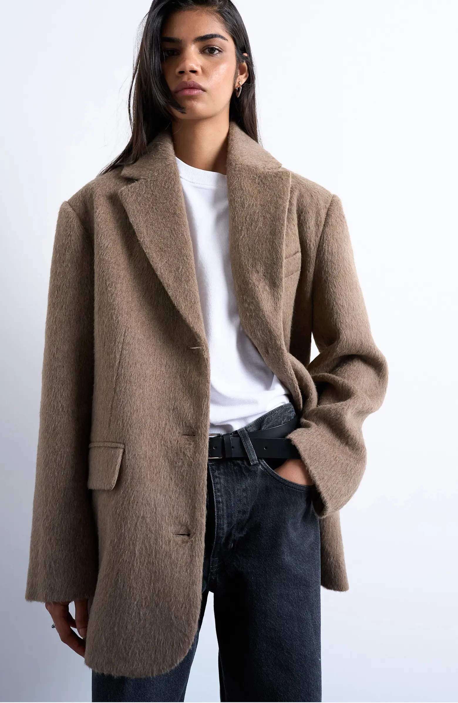 Three-Button Brushed Coat | Nordstrom