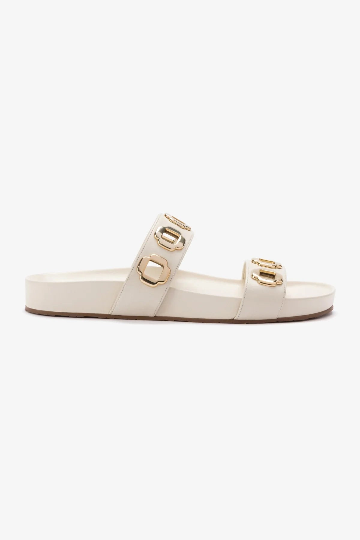 Milan Slide In Ivory Leather | Larroude