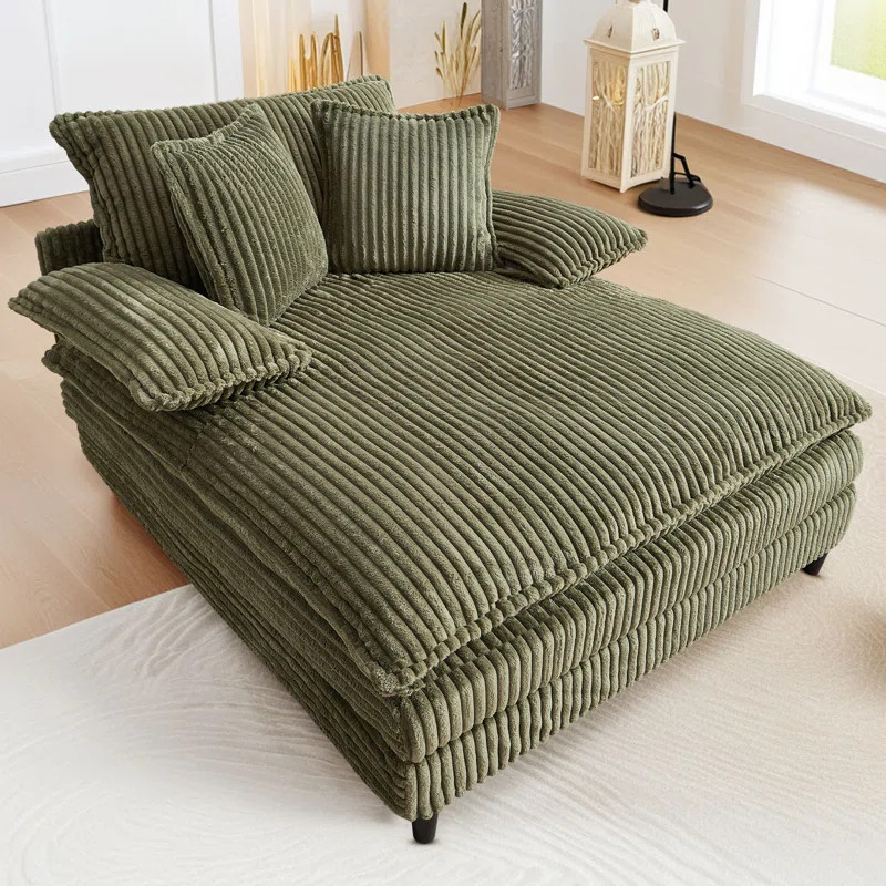 Latitude Run 55" W Oversized Corduroy Chaise Lounge Chair, Upholstered Sleeper Sofa Bed with 3 Pi... | Wayfair North America
